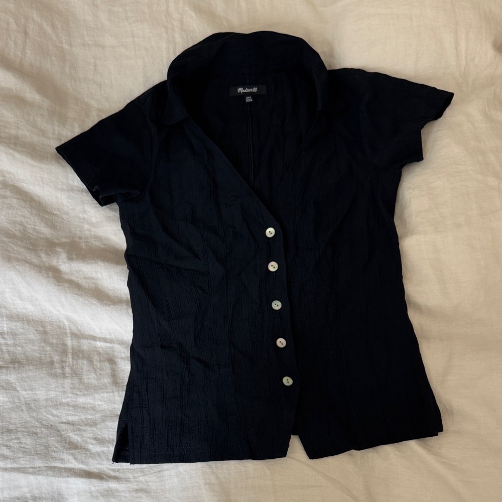 Madewell Black Short-Sleeve Button-Front Shirt